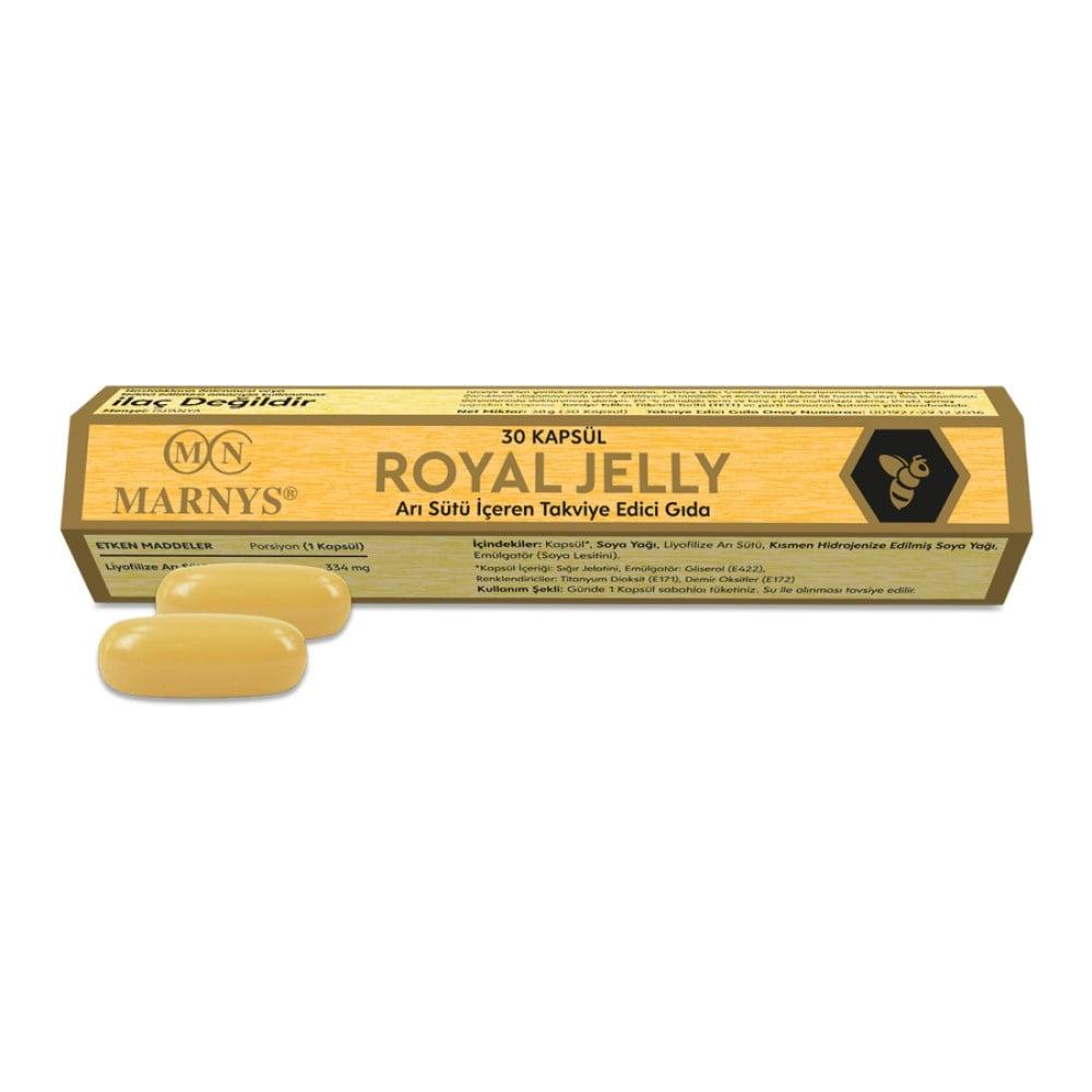 marnys royal jelly 1000 mg capsules, marnys royal jelly supplement bottle Marnys Royal Jelly 1000 mg - Nutritional Supplement | 30 Capsules Marnys Royal Jelly 1000 mg - 30 Capsules royal-jelly, marnys, dietary-supplement, health-products, natural-energy, immune-support, health-conscious, nutritional-supplement, dieters, ai-generated