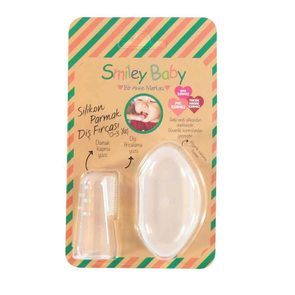 Smiley Baby Silicone Finger Toothbrush with Clear Case