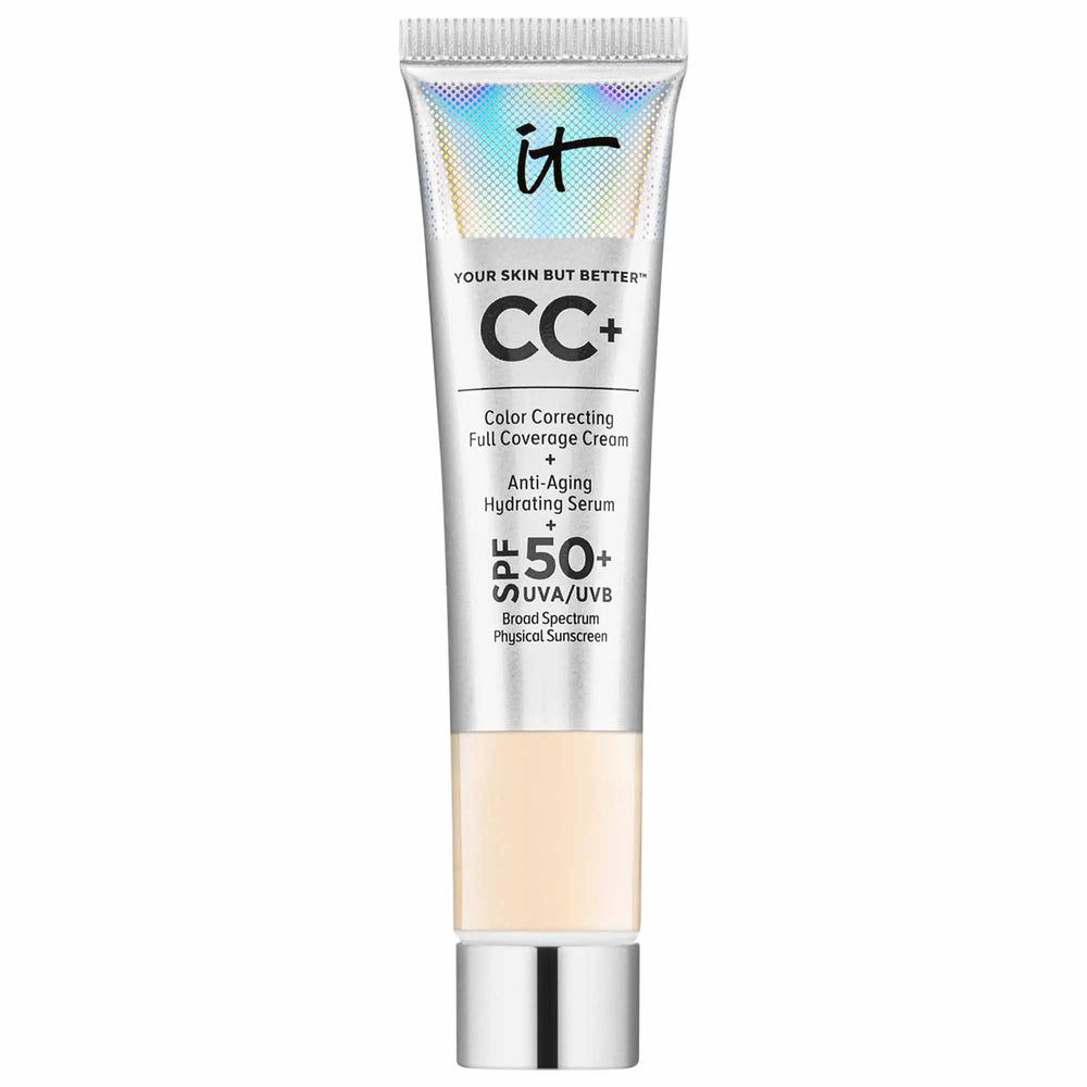 IT Cosmetics CC+ Cream: Full Coverage Color Correcting Foundation with SPF 50+ - Hydrating, Anti-Aging, and Blemish Camouflaging Makeup IT Cosmetics CC Cream: Full Coverage, SPF 50+ Foundation CC Cream, Color Correcting Foundation, Full Coverage Foundation, SPF 50 Foundation, Anti-Aging Foundation, Hydrating Foundation, Foundation for acne scars, Foundation for wrinkles, Foundation for redness, Best full coverage foundation, Full coverage makeup, Sun protection, Anti-aging, Acne scars, Wrinkles, Redness, Da