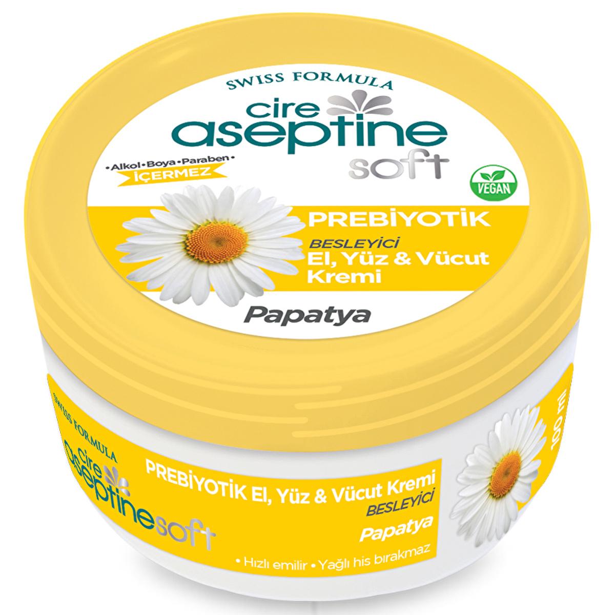 Cire Aseptine Soft Papatya Moisturizing Cream - Prebiotic, Paraben-Free, Dermatologically Tested - 3.38 fl oz Cire Aseptine Moisturizing Cream - Prebiotic & Vitamin E Enriched moisturizing cream, prebiotic skincare, dermatologically tested cream, paraben-free moisturizer, Vitamin E enriched skincare, nourishing cream, gentle skincare, sensitive skin products, chamomile extract benefits, quick absorption moisturizer, skincare for dry skin, natural flora support, chemical-free cosmetics
