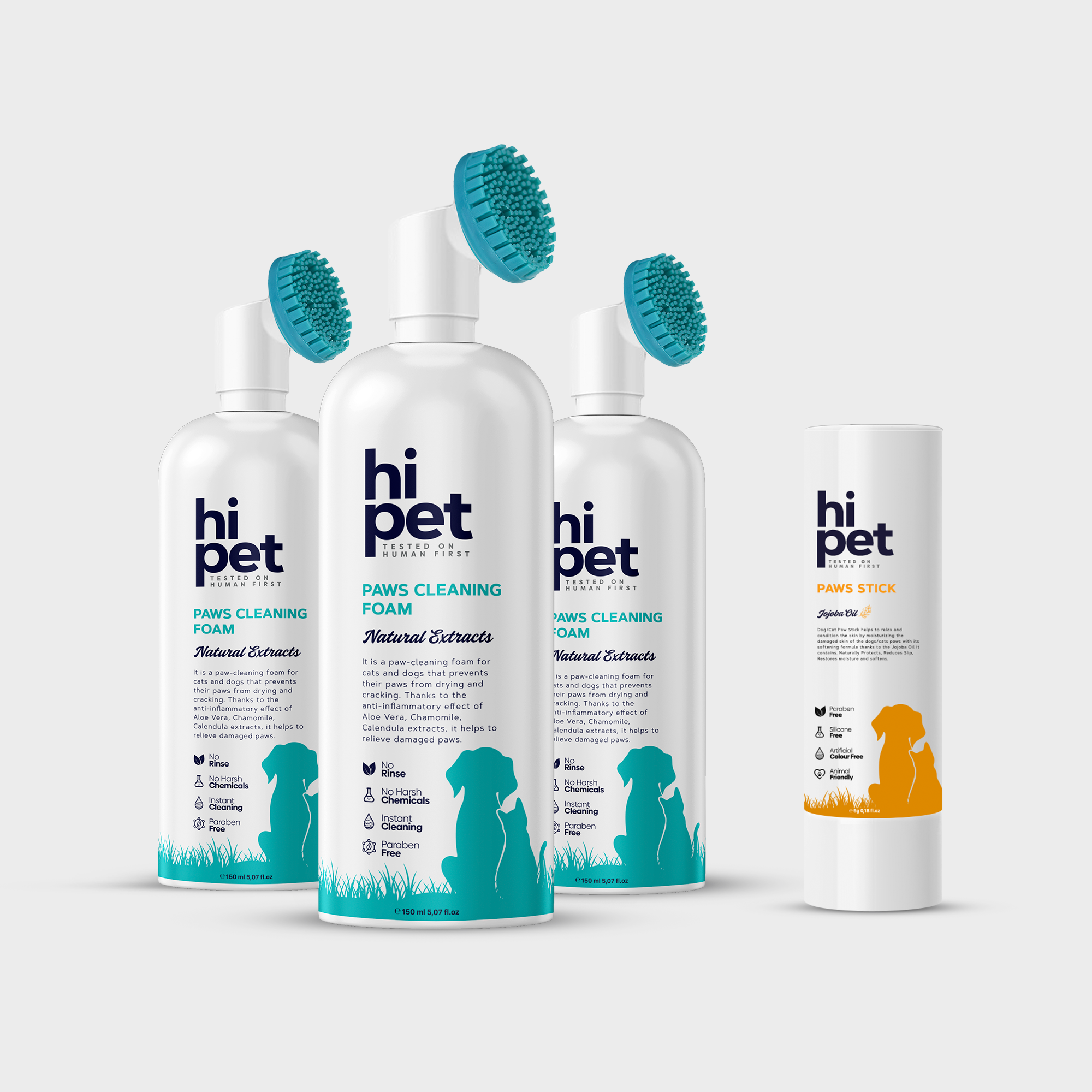 HiPet Ultra Paw Care Set, Paw Cleaning Foam + Paw &amp; Nose Balm, Vegan-Friendly 2-Piece Bundle
