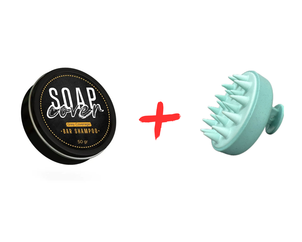 SoapCover, Gray Hair Coverage Soap, Hair Darkening Compressed Soap Bar, 1.7 Oz with Scalp Massager - Gray Hair Coverage Soap