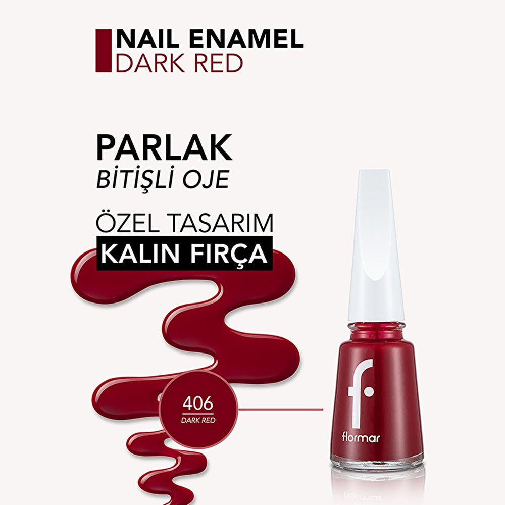 Flormar Nail Enamel Dark Red - Intense Pigment for Beautiful Nails | 0.4 fl oz - view 2