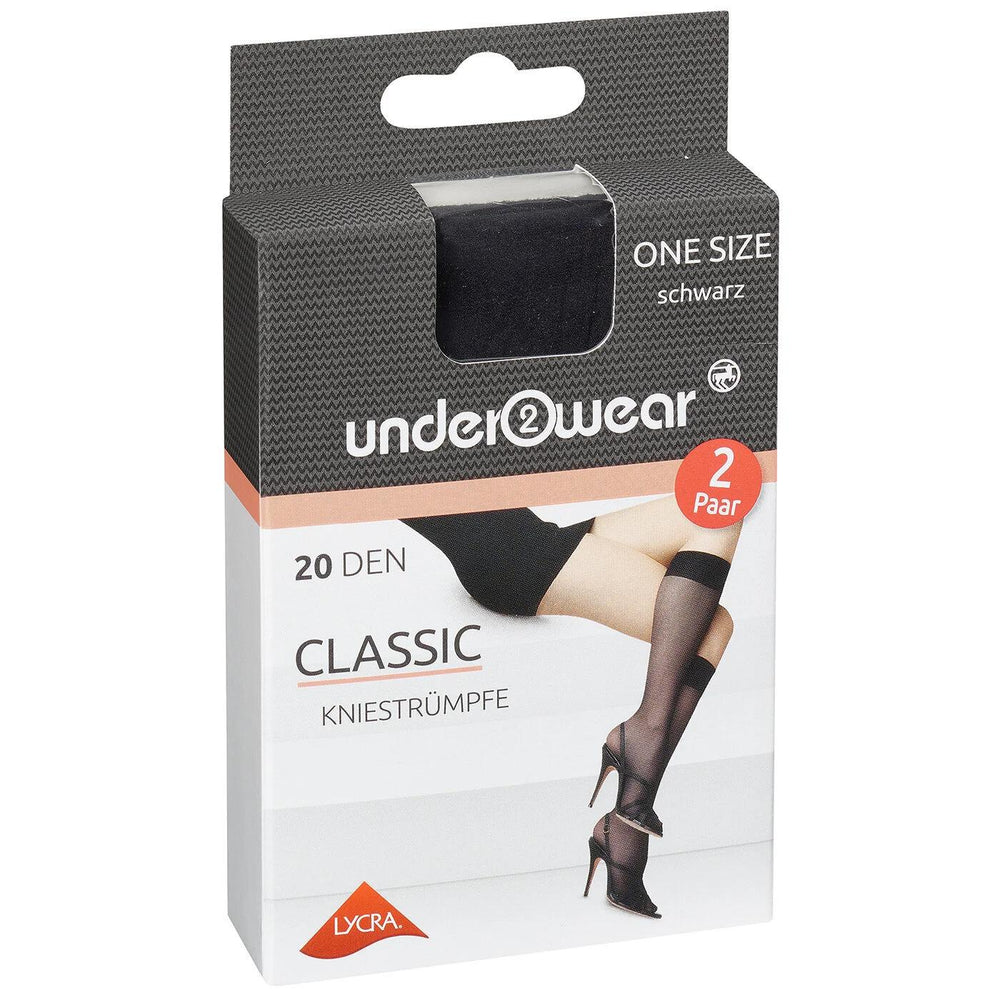 Underwear 20 Denier Black Knee High Sheer Socks 2 Pairs