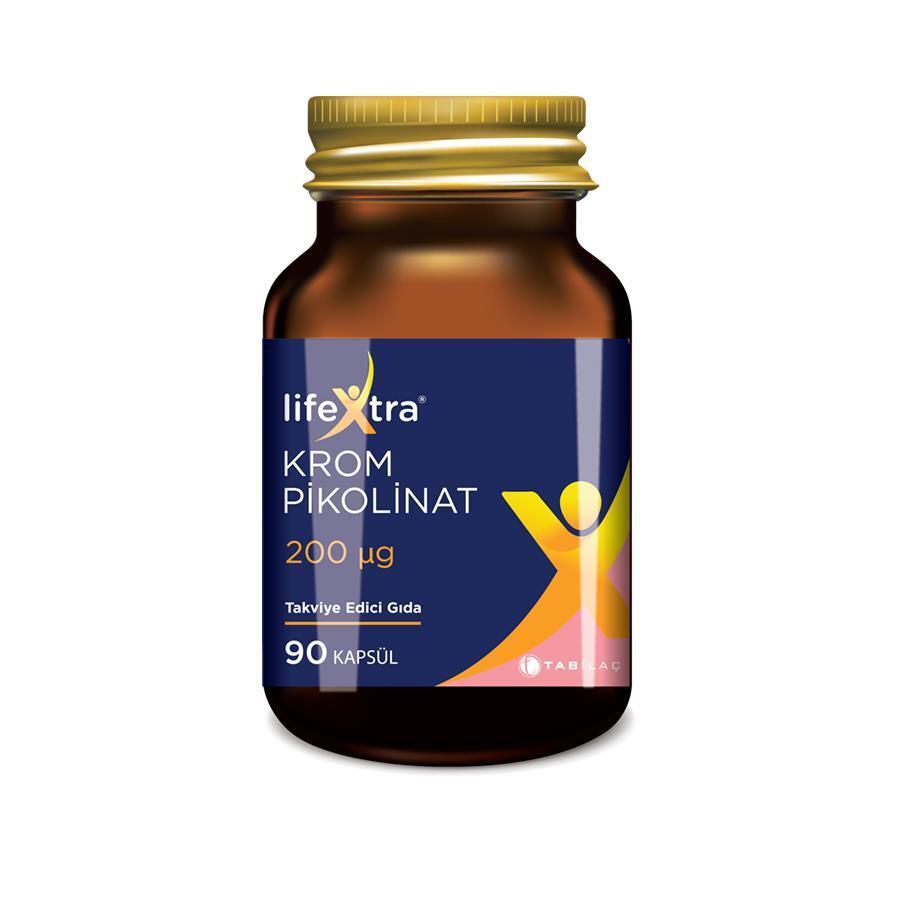 Lifextra Chromium Picolinate 200 mcg Dietary Supplement - 90 Capsules for Nutritional Health & Metabolism - Face Serum