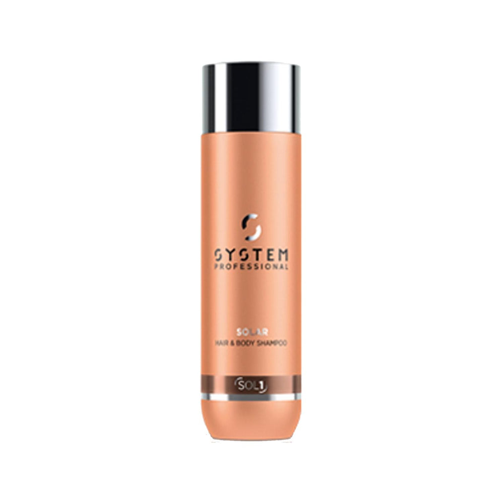Wella System Professional Solar Shampoo - 250ml Hair and Body Cleanser for Sun-Exposed Hair and Skin Wella Solar Shampoo 250ml - Hair & Body Wella System Professional Solar Shampoo, Hair and body shampoo, 250 ml shampoo, Professional hair care products, Wella brand shampoo, hair care, body care, sun-exposed hair, sun-exposed skin, dual-purpose shampoo, salon quality shampoo