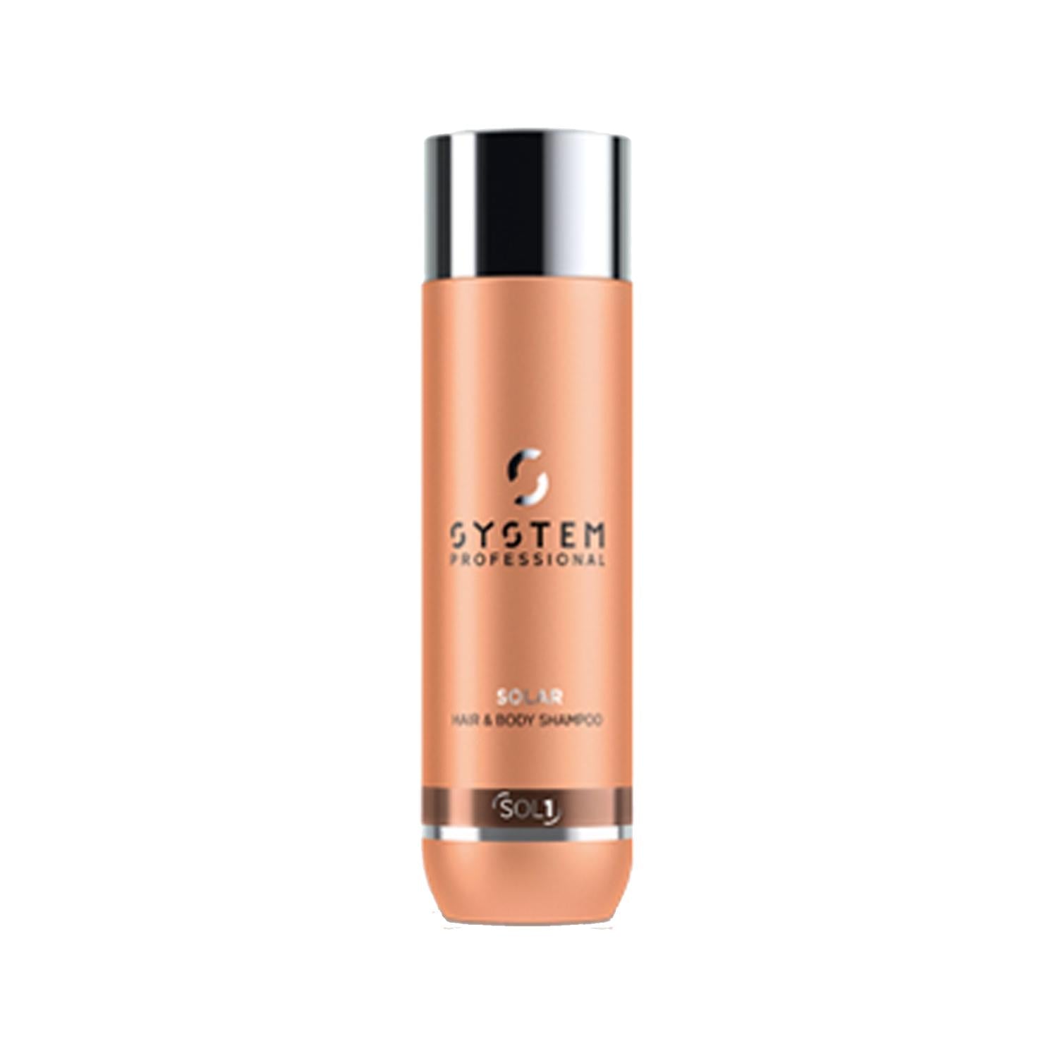 Wella System Professional Solar Shampoo - 250ml Hair and Body Cleanser for Sun-Exposed Hair and Skin Wella Solar Shampoo 250ml - Hair & Body Wella System Professional Solar Shampoo, Hair and body shampoo, 250 ml shampoo, Professional hair care products, Wella brand shampoo, hair care, body care, sun-exposed hair, sun-exposed skin, dual-purpose shampoo, salon quality shampoo