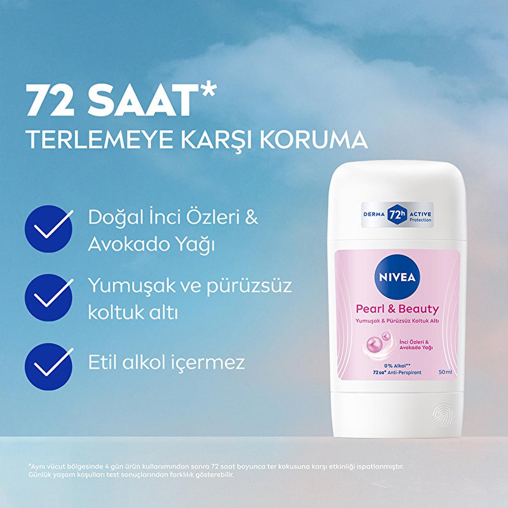 Nivea Women's Deodorant Stick Pearl & Beauty - Long Lasting Anti-Perspirant Protection for Sensitive Skin - Deodorant
