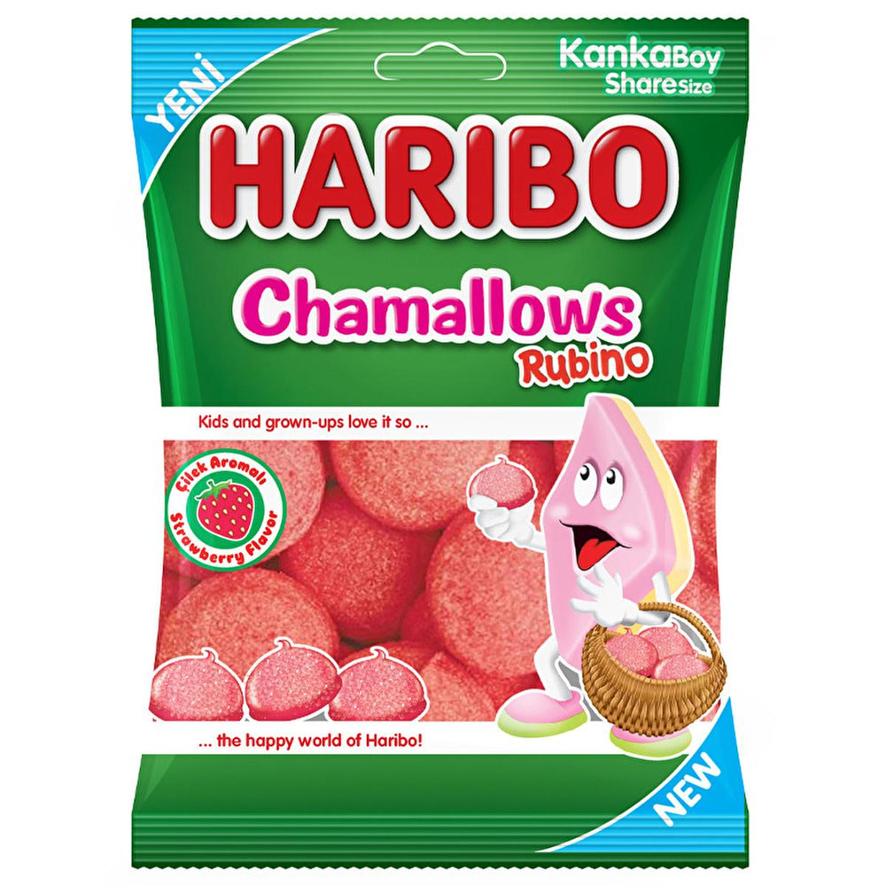 Haribo Rubino Strawberry Flavored Marshmallow Confectionery - 70g Soft & Chewy Treat - Food & Candy
