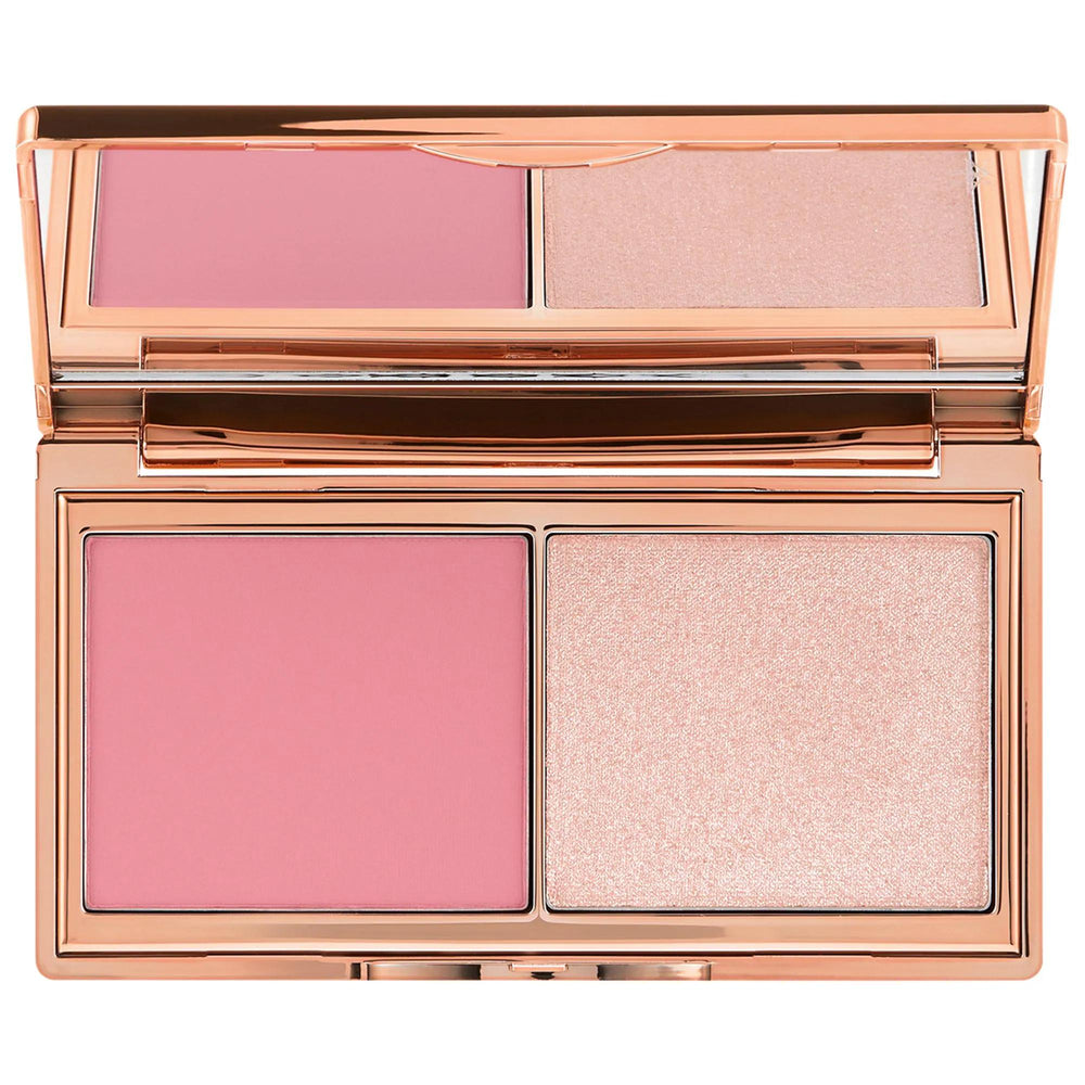 Hollywood Mini Blush & Glow Palette: Fair/Medium - Achieve a Radiant Hollywood Glow with this Portable Blush & Highlighter Palette Hollywood Mini Blush & Glow Palette: Radiant Hollywood Glow blush palette, highlighter palette, mini makeup palette, cruelty-free blush, paraben-free highlighter, Hollywood glow makeup, pocket blush and glow palette, fair medium blush, glow glide highlighter, blush, highlighter, mini palette, cruelty-free, paraben-free, Hollywood glow, pocket blush, glow palette, fair blush, med