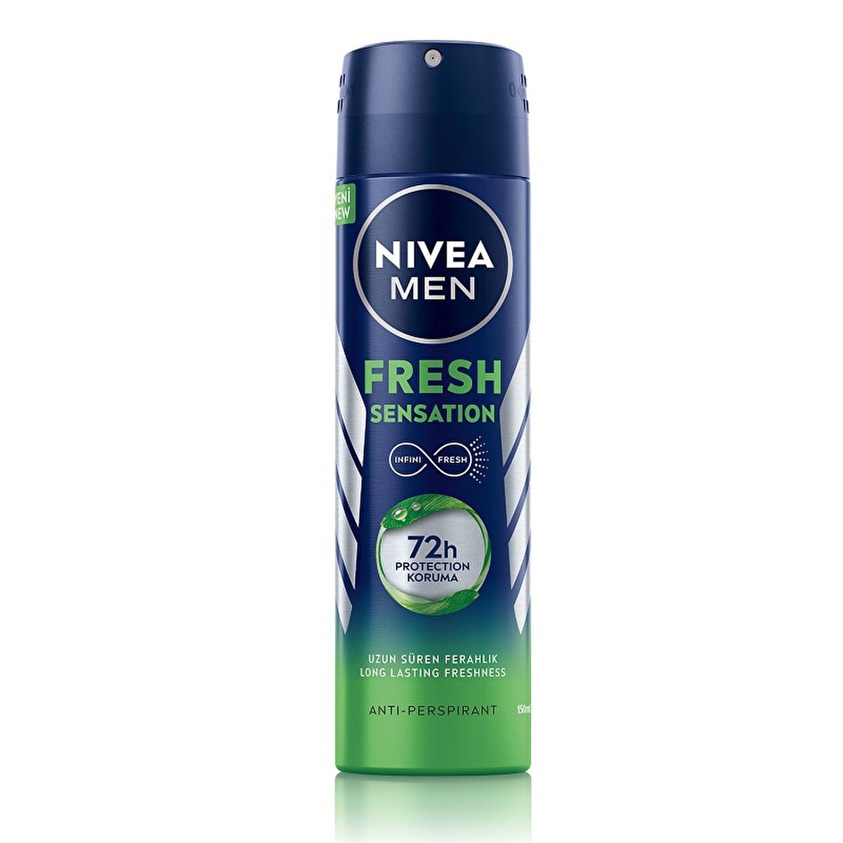 Nivea Men Fresh Sensation Deodorant Spray - Long Lasting Anti-Perspirant Protection for Men, 72 Hour Freshness, Dermatologically Tested, Alcohol-Free Nivea Men Fresh Sensation Deodorant Spray - 72 Hour Freshness Nivea Men Deodorant Spray, Fresh Sensation Deodorant, Long-lasting Anti-perspirant, Dermatologically Tested Deodorant, Alcohol-free Deodorant Spray, Deodorant for Men, Anti-perspirant Deodorant, Men's Grooming, Personal Hygiene, Nivea Men, Freshness, Confidence, 72 Hour Protection, Men's Deodorant S