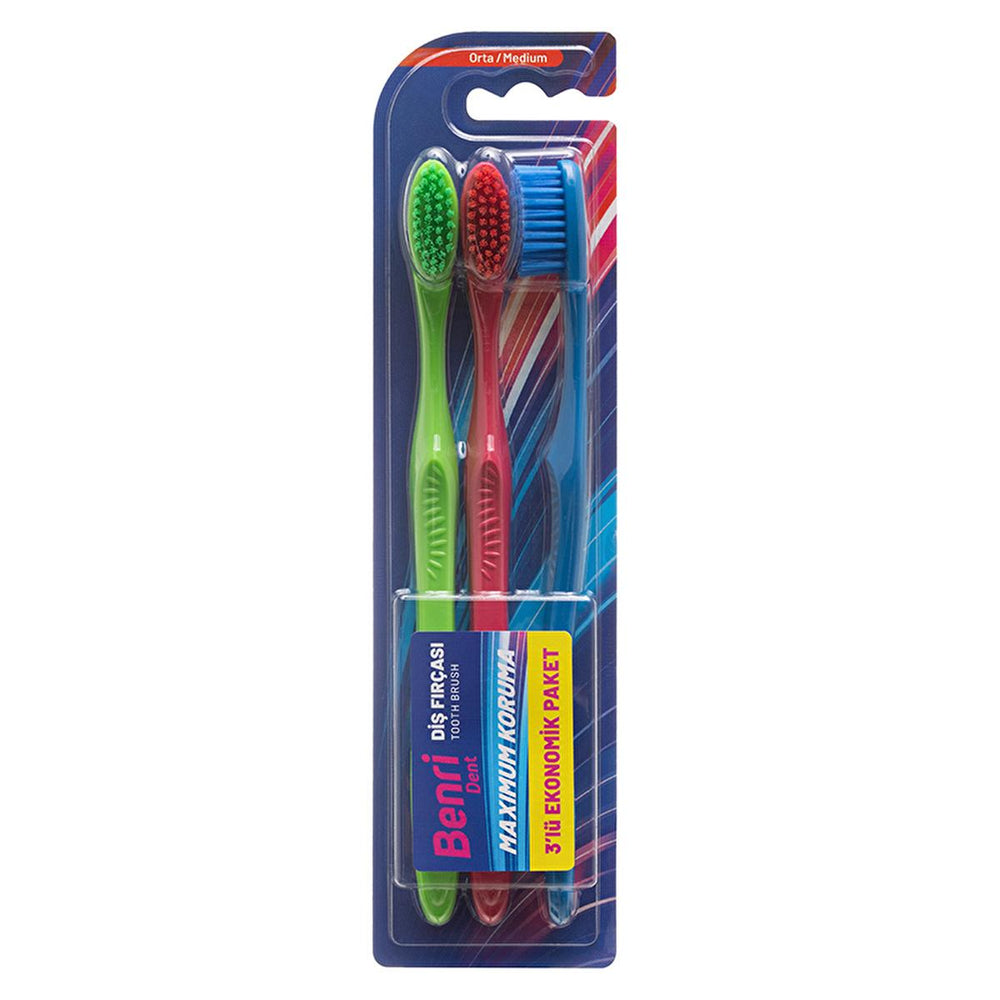 Benri Dent Adult Toothbrush - ISO Compliant Oral Hygiene Tool with Soft Bristles - Toothpaste