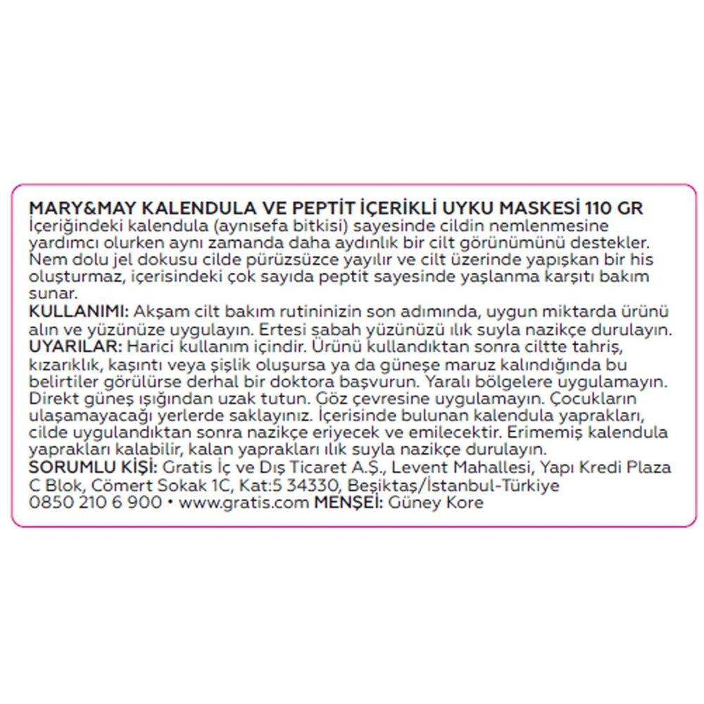 Mary & May Calendula & Peptide Sleeping Mask for Soothing 110g