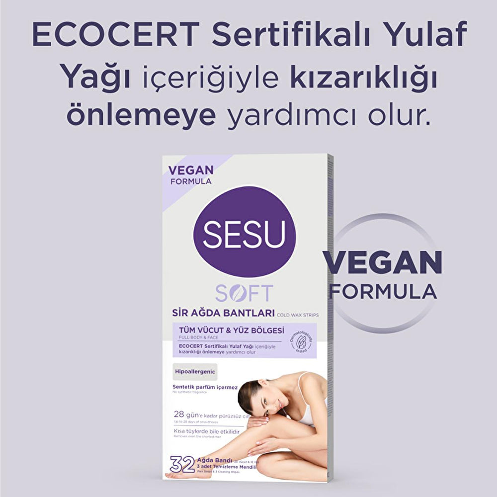 Sesu Soft Wax Strips for Hair Removal - Easy, Quick, Dermatologically Tested - 32 Strips - view 4