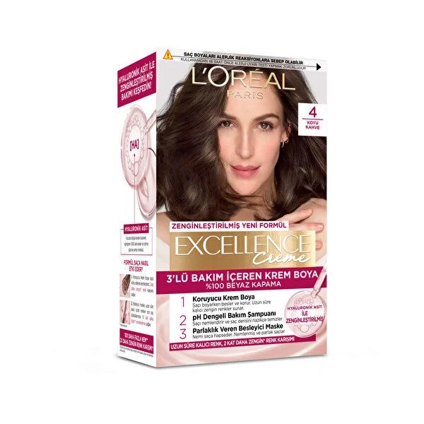 L'Oréal Paris Excellence Creme Dark Brown Hair Dye - Nourishing Hyaluronic Acid Hair Color for 100% Gray Coverage L'Oréal Paris Excellence Creme Dark Brown Hair Dye - Nourishing & Long-Lasting Hair Dye, L'Oréal Paris Excellence Creme, Dark Brown Hair Color, Hyaluronic Acid Hair Dye, Nourishing Hair Color, 100% Gray Coverage, At-Home Hair Coloring, Hair Care, Beauty Products, Hair Colorant, Gray Hair Coverage, Nourishing Hair Dye, Moisturizing Hair Color, Long-Lasting Hair Color