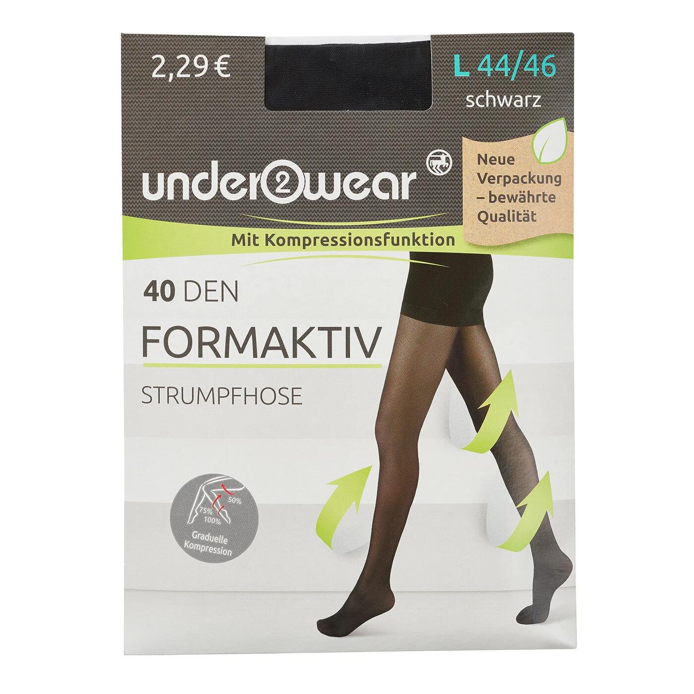 Underwear 40 Denier Black Support Tights - Size 44-46