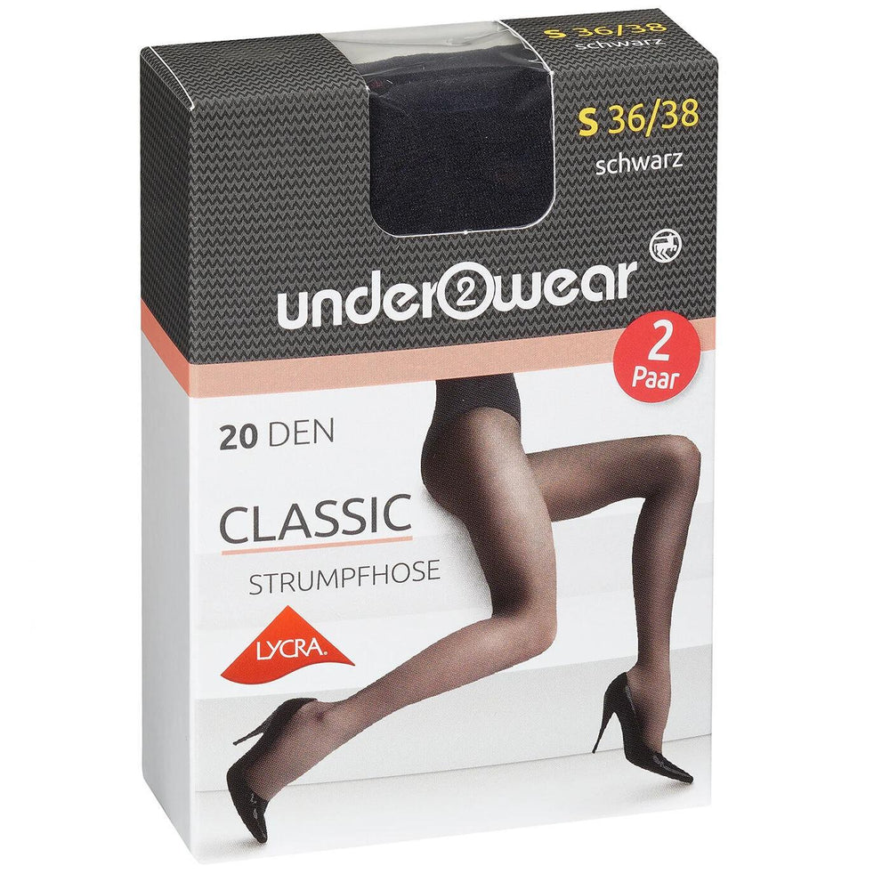 Underwear 20 Denier Lycra Sheer Tights in Black - Size 36-38