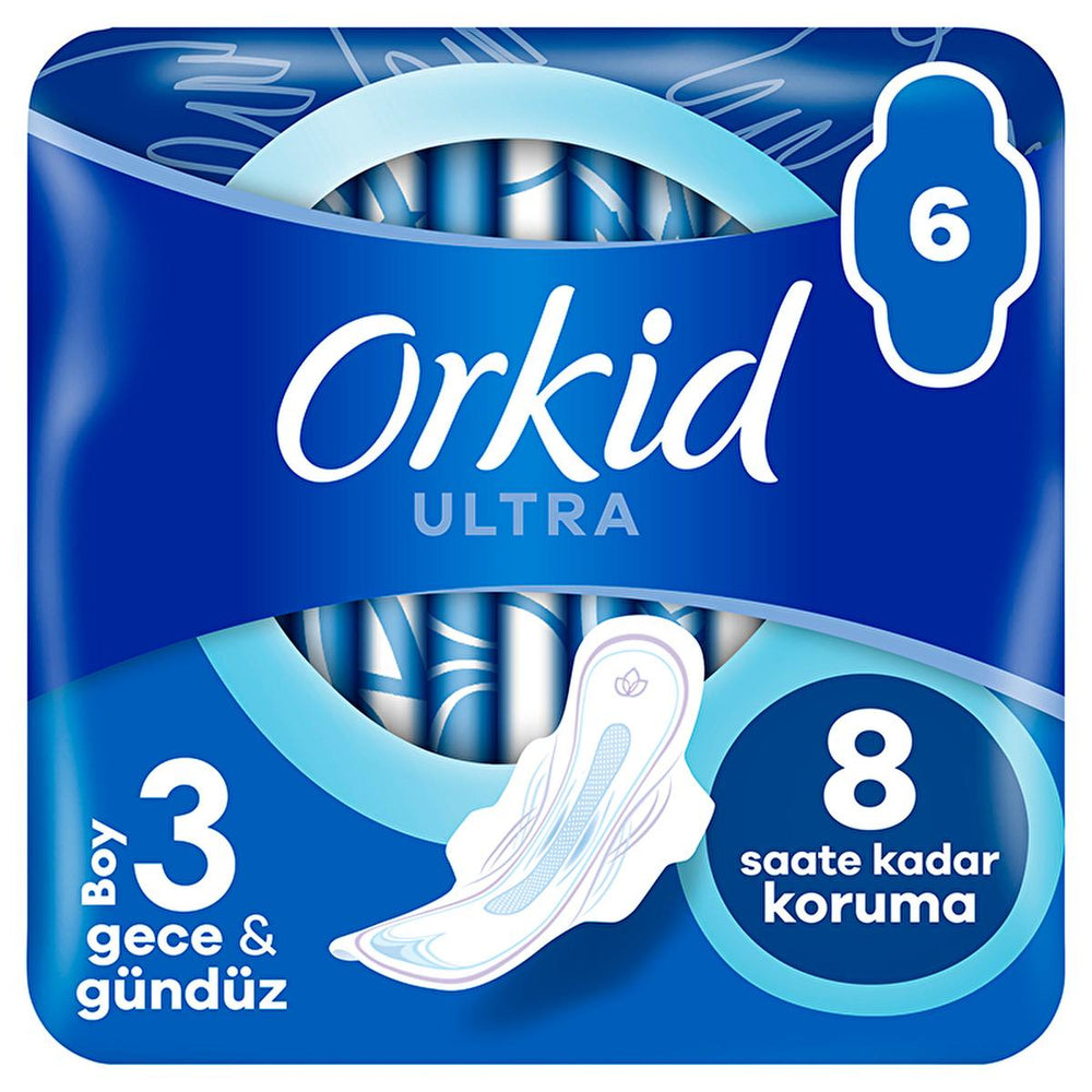 Orkid Ultra Gece Hygienic Pads for Women - Up to 100% Leak Protection, Ultra Thin, Dermatologically - Hygiene Products