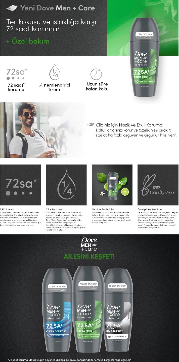 Dove Men+Care Extra Fresh Roll-On Deodorant 50 ml
