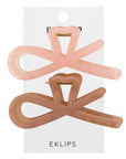 Eklips Frosted Figure Hair Clips Pink & Brown 2-Pack