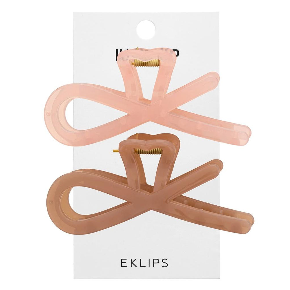 Eklips Frosted Figure Hair Clips Pink & Brown 2-Pack