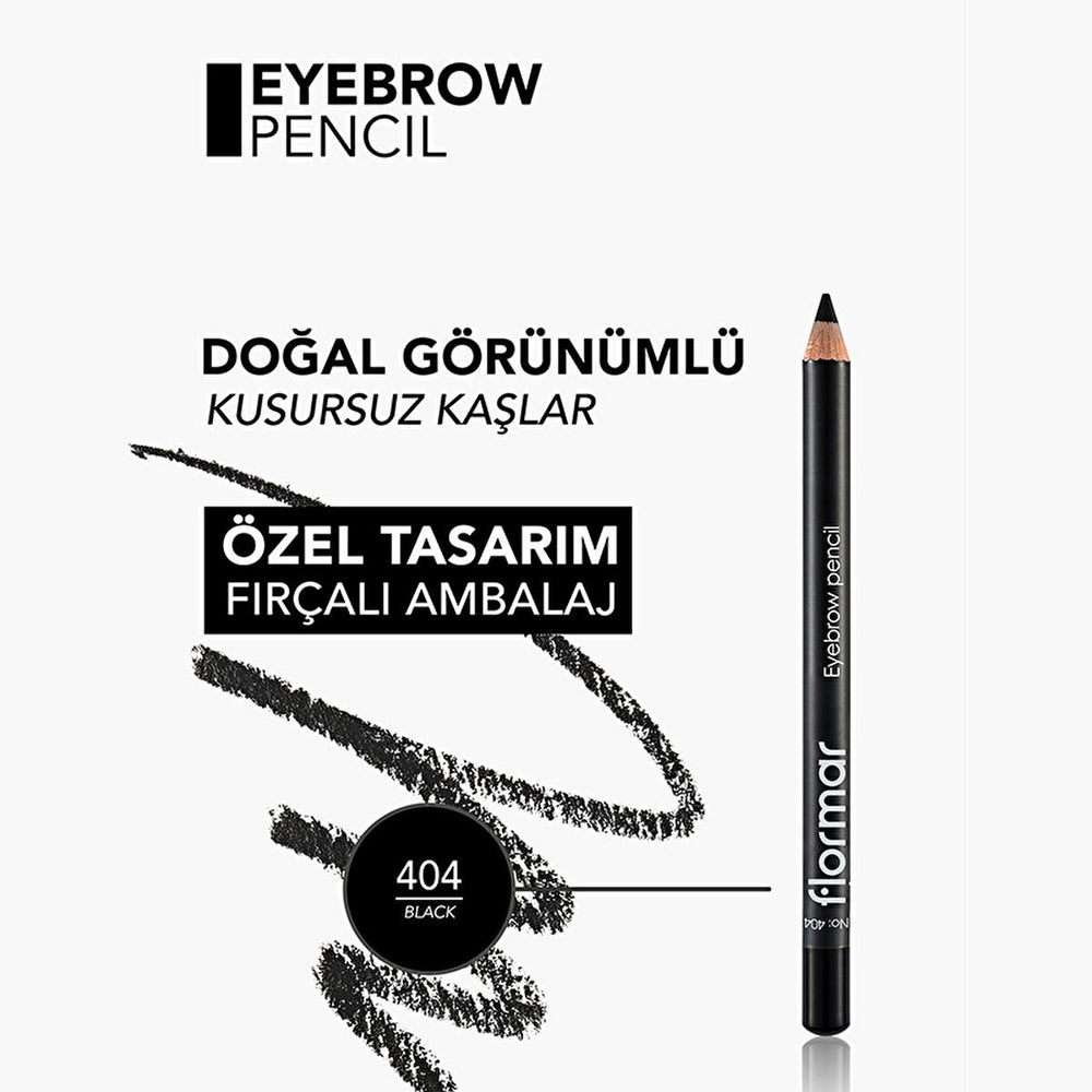 Flormar Eyebrow Pencil - Natural, Long-Lasting Eyebrow Makeup with Built-in Brush - Eyebrow Pencil