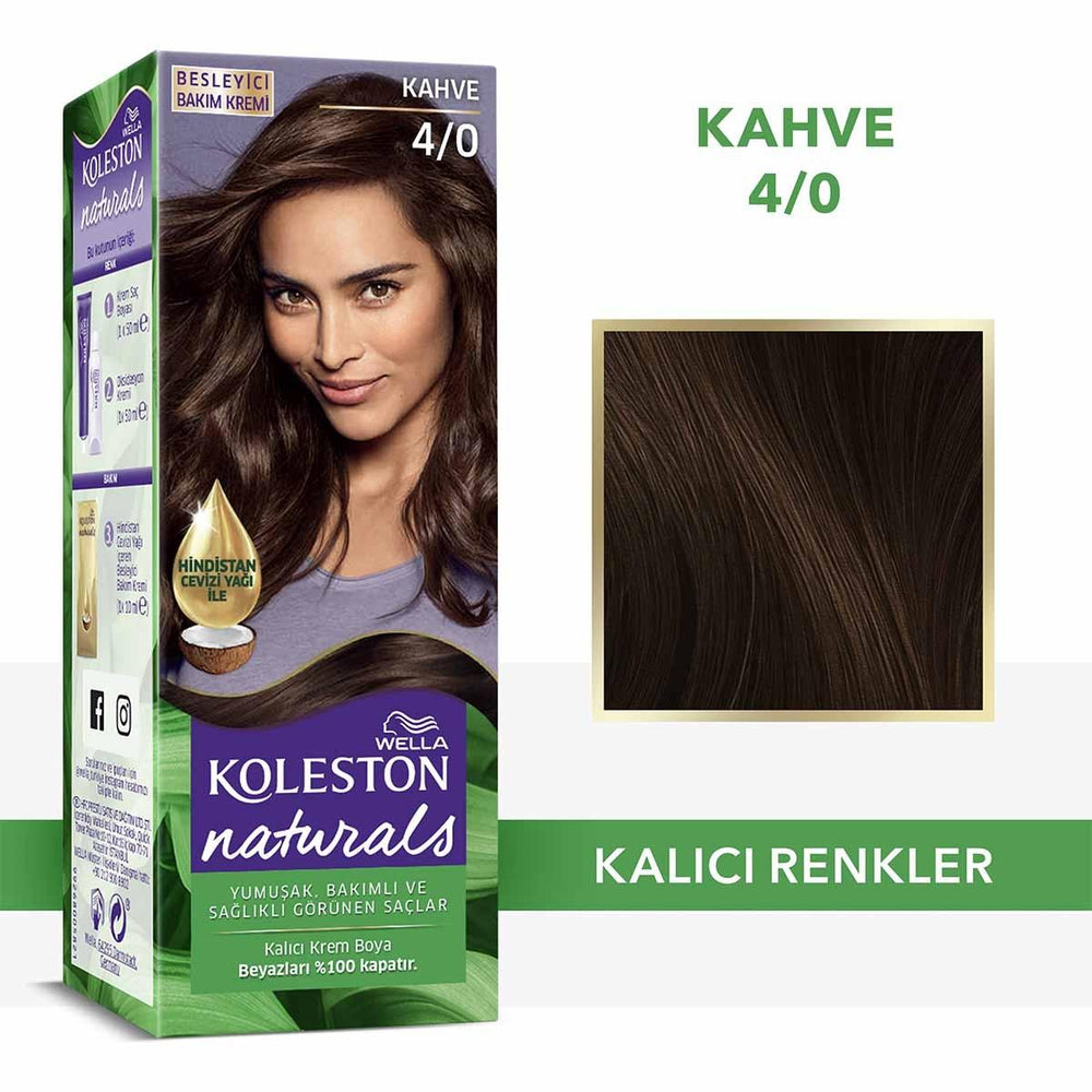 Wella Koleston Naturals 4/0 Coffee Brown Hair Dye: Intense Color, Gray Coverage, Coconut Oil, Permanent Hair Color Wella Koleston Coffee Brown Hair Dye: Gray Coverage + Coconut Oil hair dye, hair color, gray coverage hair dye, coconut oil hair dye, permanent hair dye, Wella Koleston, at home hair color, brown hair dye, hair color kit, hair coloring, hair dye kit, at-home hair dye, coffee brown hair dye, hair colour, hair coloring, hair dye, coconut oil, intense color, gray coverage, Wella hair color, women'
