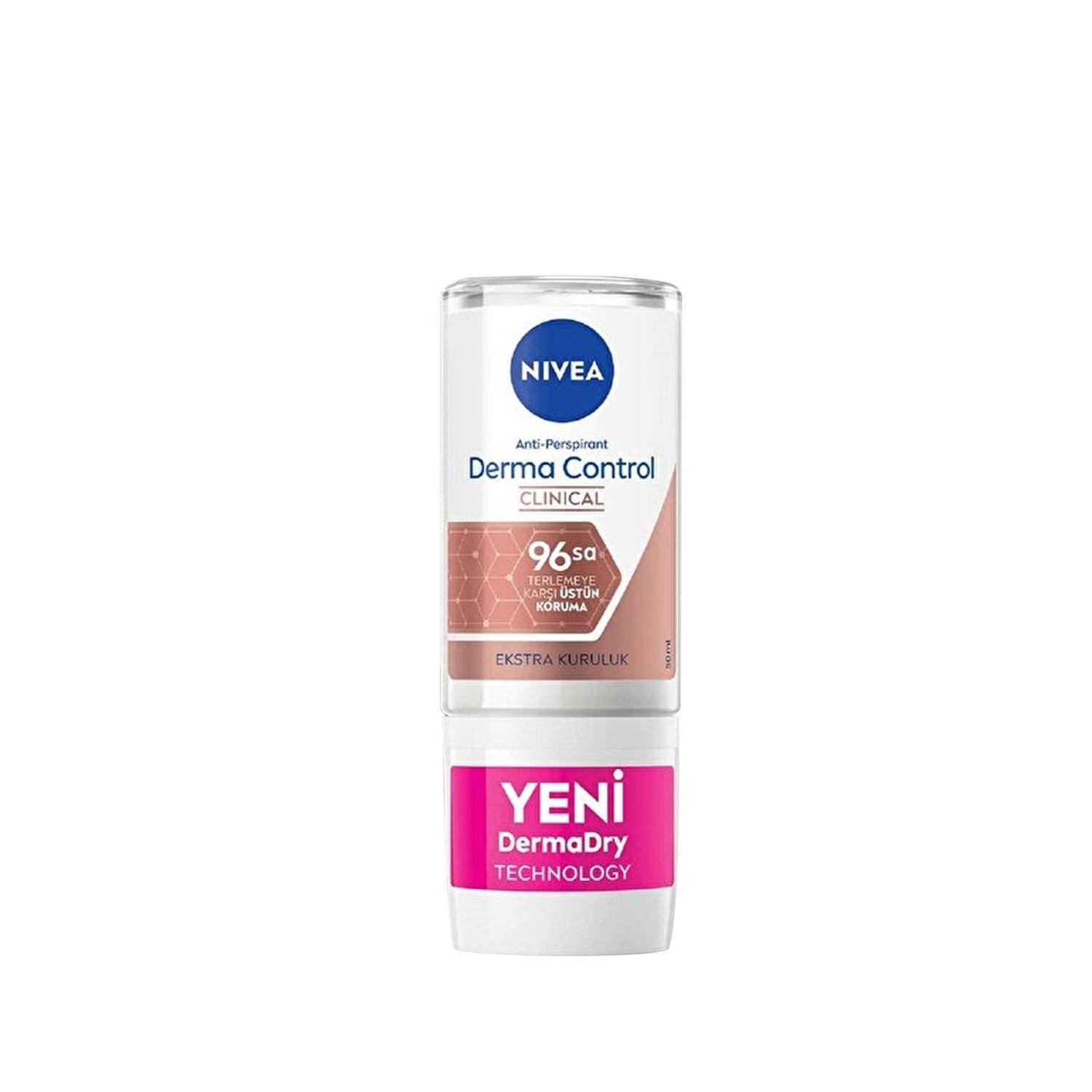Nivea Derma Control Clinical Strength Women&#39;s Deodorant Roll-On - 50ml, Effective Sweat &amp; Odor Control Nivea Derma Control Deodorant Roll-On for Women - Effective Sweat Control Nivea Derma Control, Women&#39;s Deodorant Roll-On, Clinical Strength Deodorant, Antiperspirant for Women, Sweat and Odor Control, Deodorant for Sensitive Skin, Long-Lasting Protection, Roll-On Deodorant, Women&#39;s Hygiene Products, Personal Care, Nivea Products