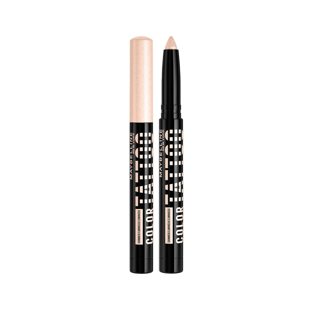 Maybelline Color Tattoo 24H Eye Stix Shining: Shimmer Eyeshadow Stick for Long-Lasting, Easy Glitter Eye Makeup Maybelline Eye Stix: Shimmer Eyeshadow Stick for Long-Lasting Sparkle Maybelline Color Tattoo Eye Stix, shimmer eyeshadow stick, long lasting eyeshadow, sparkly eye makeup, glitter eyeshadow stick, 24 hour eyeshadow, easy to apply eyeshadow, shining eyeshadow, pigmented eyeshadow stick, cream eyeshadow stick, eyeshadow, eye makeup, shimmer, glitter, long-lasting, easy application, makeup enthusias