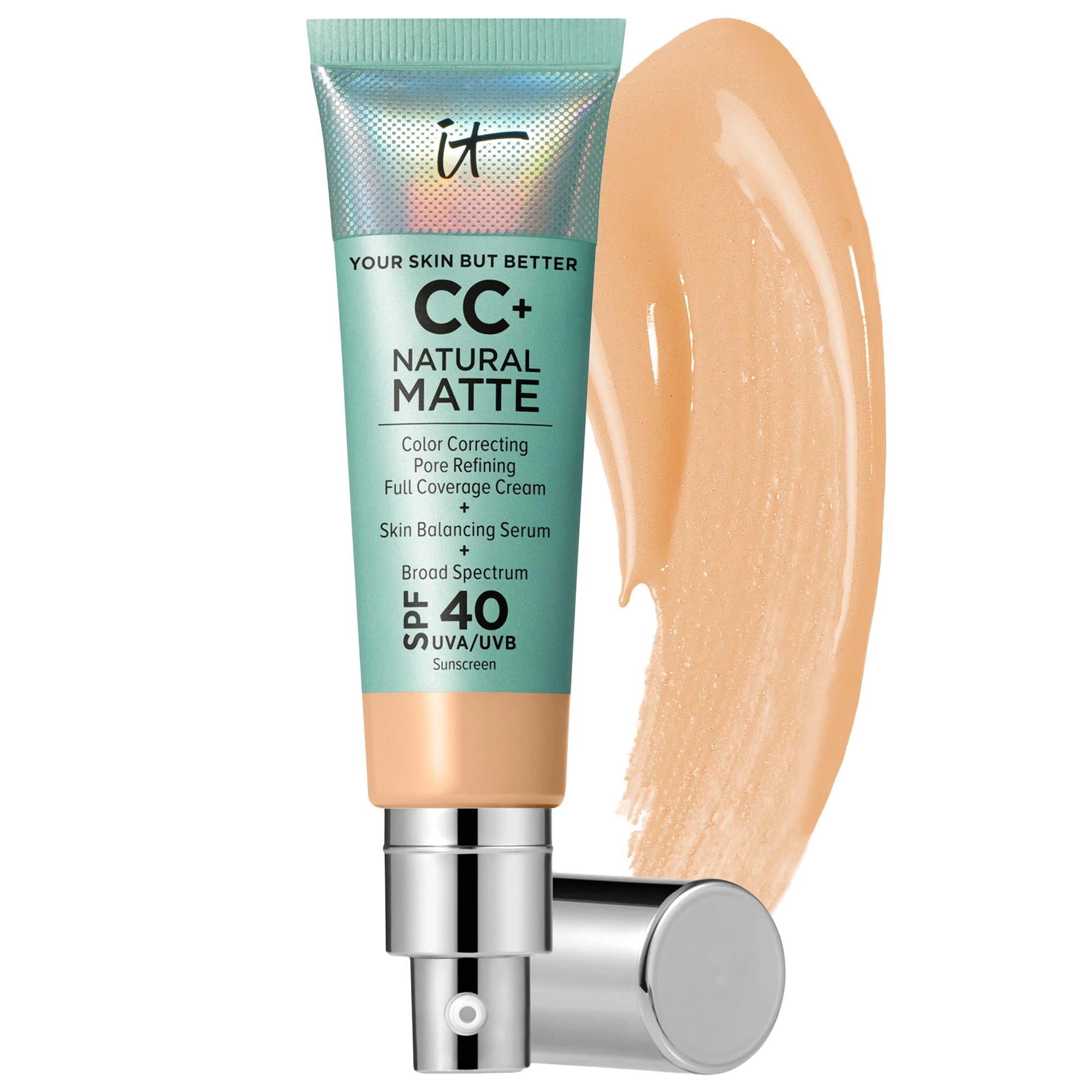 IT Cosmetics CC+ Cream Natural Matte Foundation with SPF 40 - Full Coverage, Vegan, Non-Comedogenic IT Cosmetics CC+ Cream Matte Foundation SPF 40 matte foundation, CC cream, SPF 40 sunscreen, vegan foundation, non-comedogenic skincare, full-coverage foundation, long-lasting makeup, oily skin solution, beauty, cosmetics, skincare, makeup, face makeup, BB &amp; CC Cream