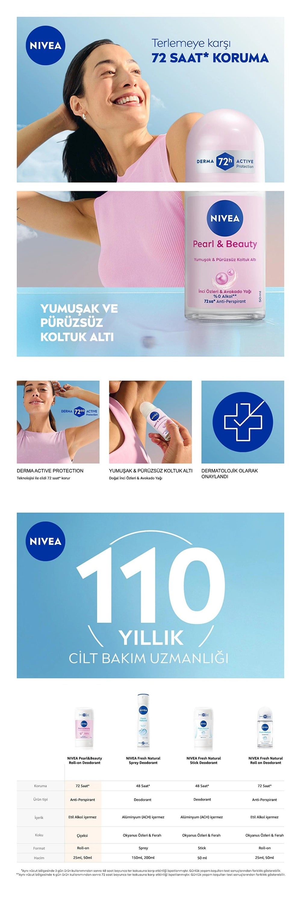 Nivea Pearl & Beauty Roll-On Deodorant for Smooth Underarms 50ml