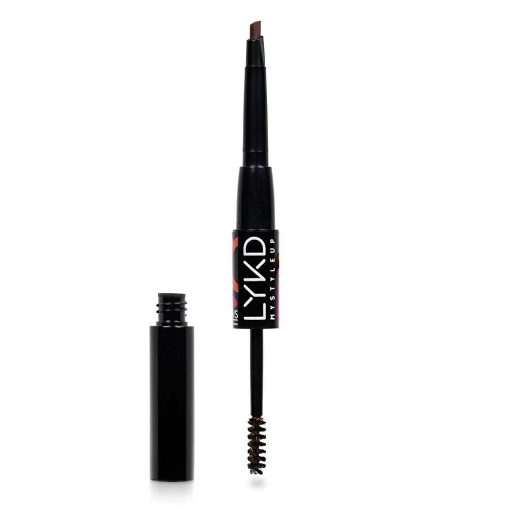 LYKD Double Sided Brow Kit Brunette 302 - Precise Eyebrow Grooming with Pencil & Mascara - Mascara