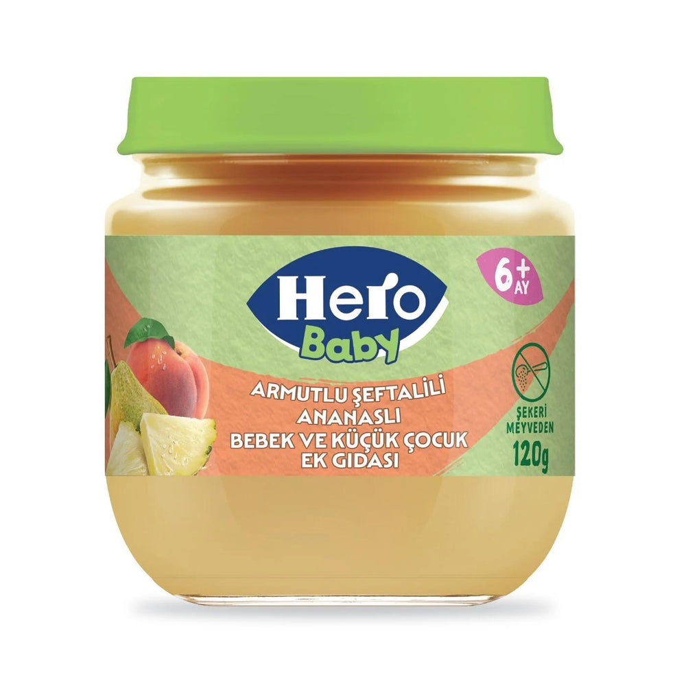 Hero Baby Pear Peach & Pineapple Fruit Puree Jar 120g