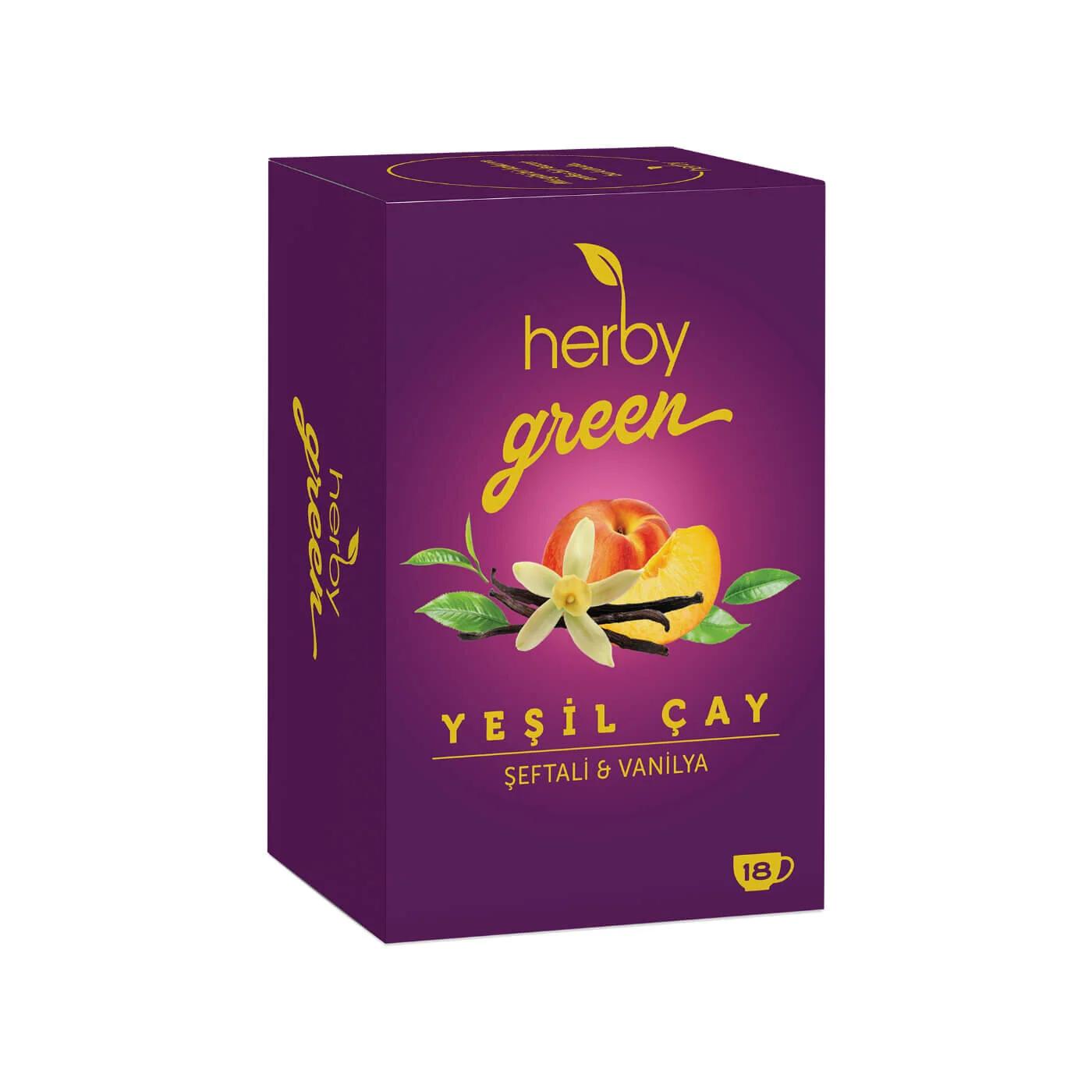 Herby Green Tea Peach &amp; Vanilla Herbal Blend 18 Bags