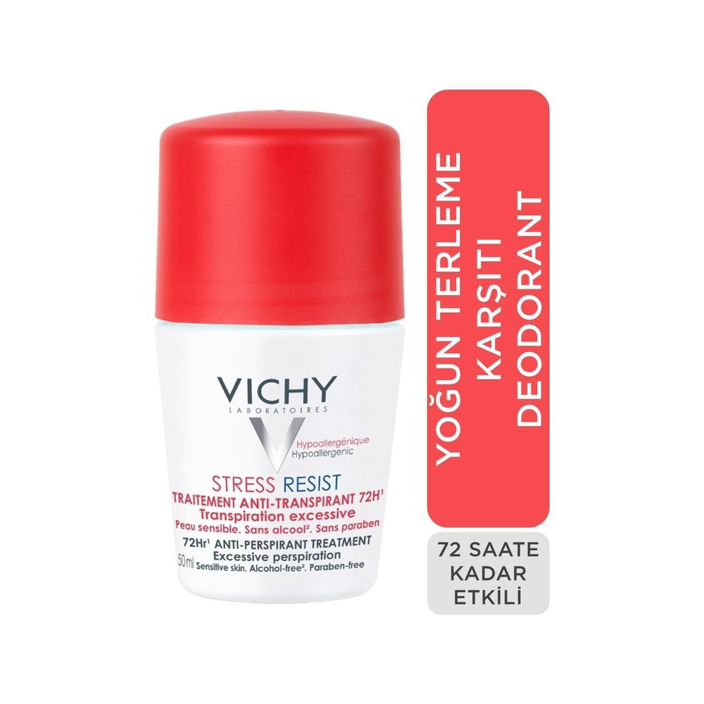 Vichy Stress Resist Anti-Transpirant Deodorant - 72 Hour Sweat Protection, Hypoallergenic, Sensitive Skin - Deodorant