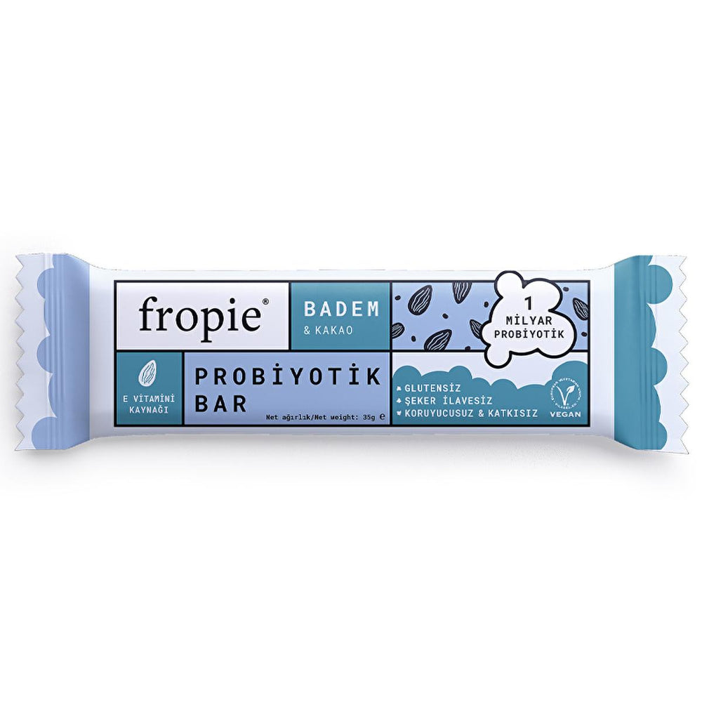 Fropie Almond Cacao Probiotic Bar: Vegan, Gluten-Free, Sugar-Free - Healthy Gut & Delicious Snack - Natural Energy & Antioxidant Rich, 35g Fropie Probiotic Bar: Vegan, Gluten-Free, Healthy Snack probiotic bar, vegan snack bar, gluten-free snack, healthy snack bar, almond cacao bar, natural snack bar, sugar-free snack, probiotic snack, vegan probiotic bar, gluten-free probiotic snack, probiotic bars, vegan bars, gluten-free bars, healthy bars, almond cacao bars, natural bars, sugar-free bars, snack bar, heal