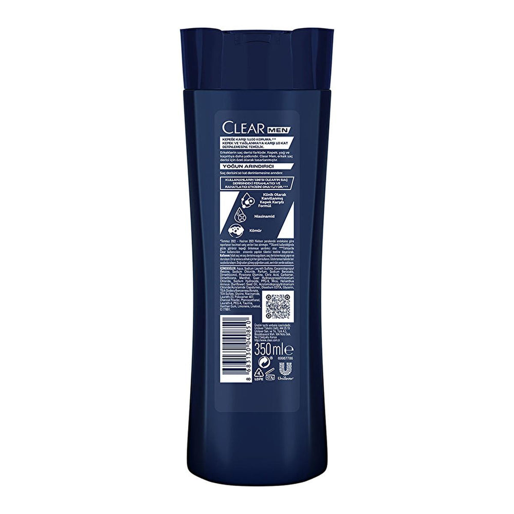 Clear Men: Intense Clean Anti-Dandruff Charcoal Shampoo - Deeply Cleanses Oily, Itchy Scalp & Controls Dandruff for Men - 11.83 fl oz Clear Men Charcoal Shampoo: Anti-Dandruff, Deep Cleanse anti-dandruff shampoo, men's shampoo, charcoal shampoo, deep cleansing shampoo, shampoo for oily scalp, shampoo for itchy scalp, kepek şampuanı, men's anti dandruff shampoo, purifying shampoo, oil control shampoo, shampoo, men's hair care, dandruff treatment, itchy scalp relief, oily scalp solution, charcoal, taurine, am