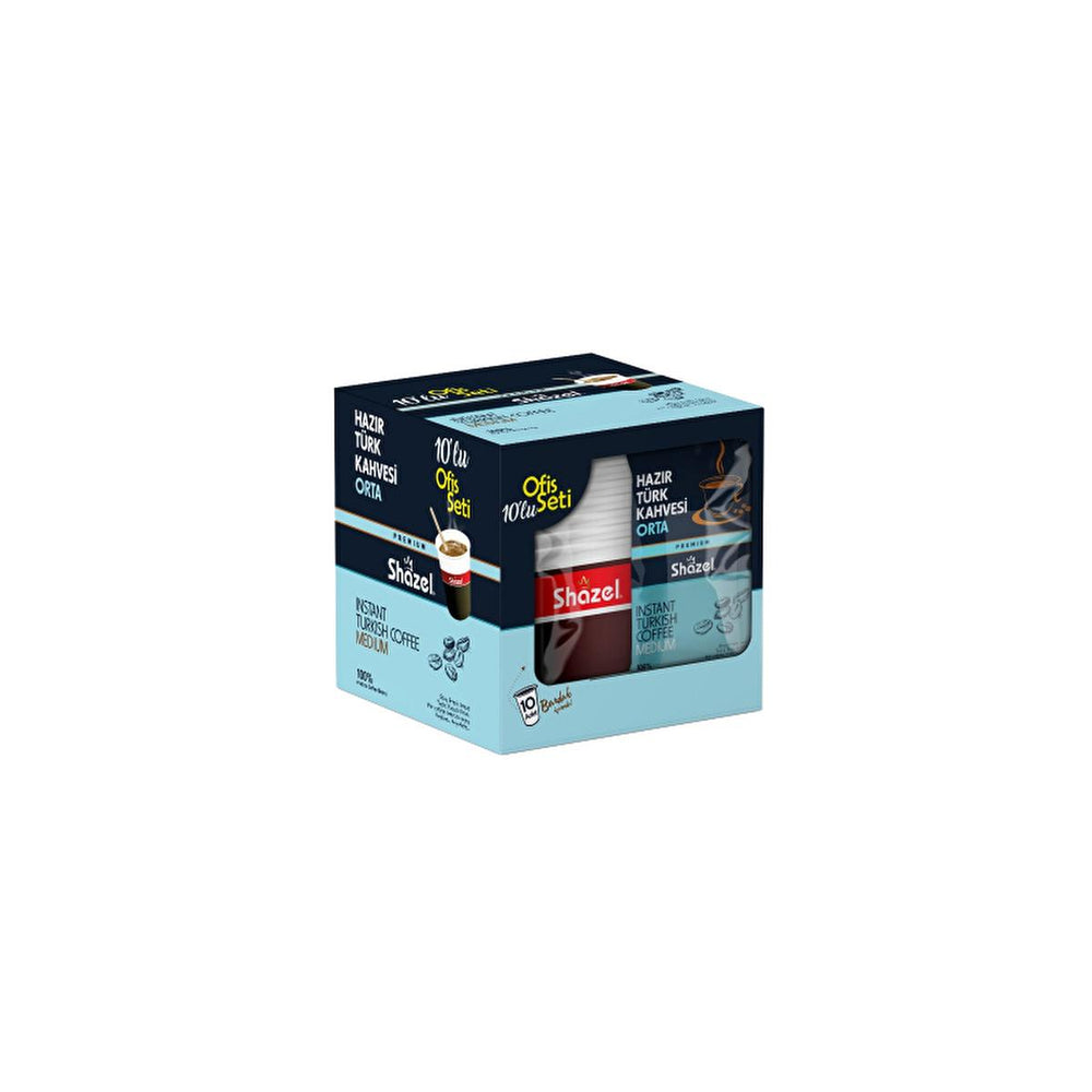 Shazel Turkish Coffee - Office Coffee Set, 10 Packets of 12g Arabica Coffee Mix - view 2