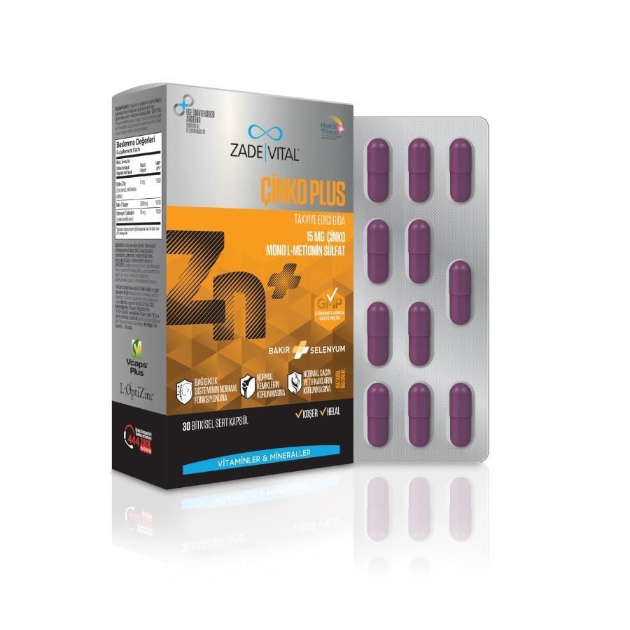 Zade Vital Zinc Plus Dietary Supplement - Boosts Immune System & Energy Metabolism - 30 Capsules, Vegan & Halal Certified Zade Vital Zinc Plus - Immune & Energy Boost Zinc Supplement, Copper Supplement, Selenium Supplement, Vegan Dietary Supplements, Halal Certified Supplements, Dietary Supplement, Immune System Support, Energy Metabolism, Thyroid Function, Vegan, Vegetarian, GMP Compliant, Halal, Kosher