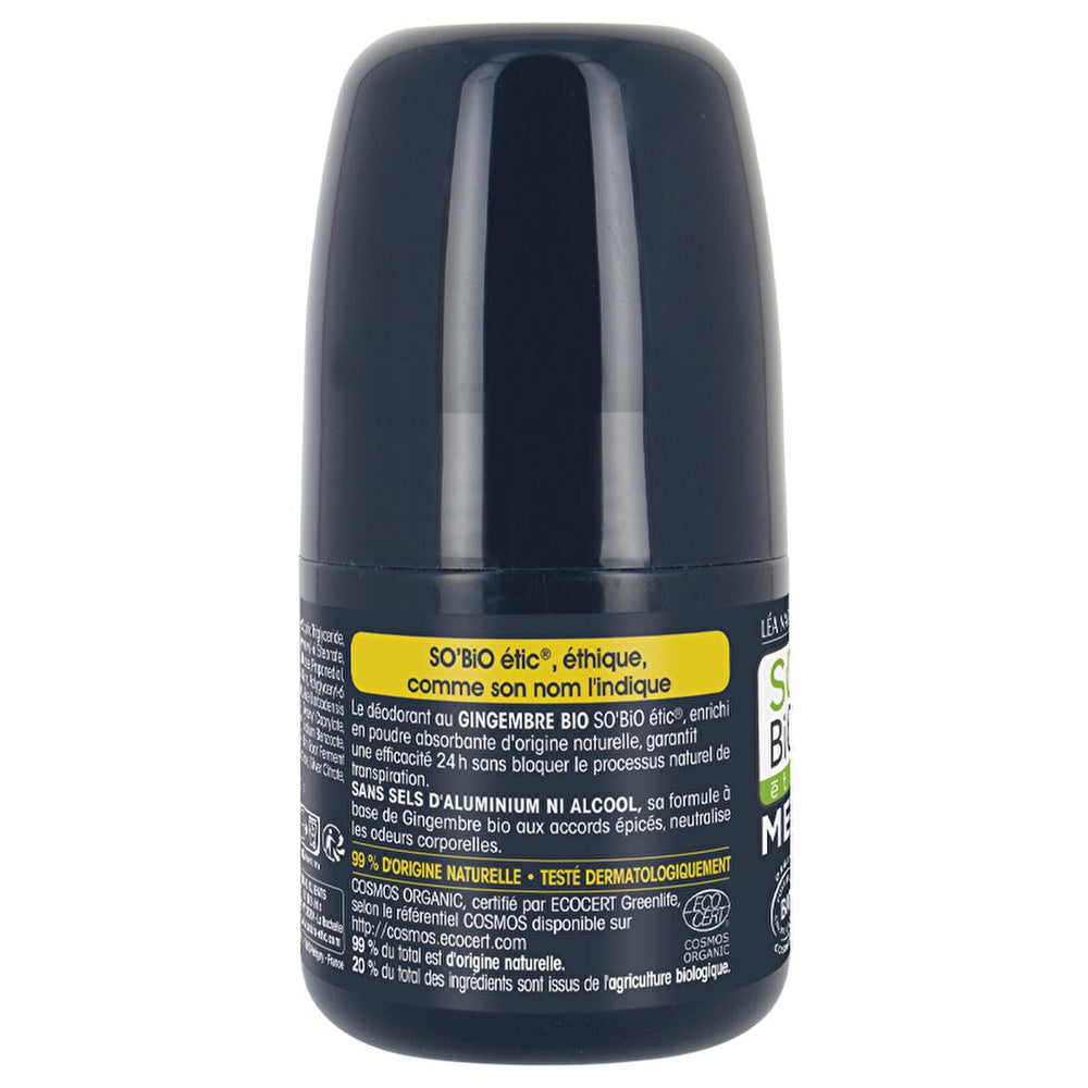 SO’BİO Organic Roll-On Deodorant for Men - Ginger Scent, 24hr Protection, Aluminum-Free - view 2