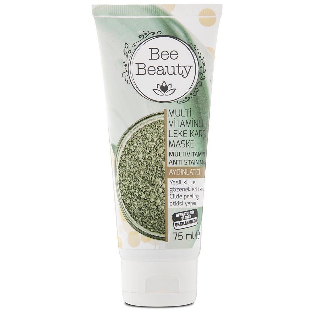 Bee Beauty Multi-Vitamin Anti-Spot Face Mask 2.54 fl oz - Natural Skincare, Green Clay, Peeling Effect - Face Mask