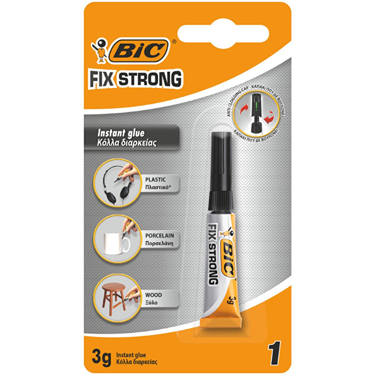 BIC Fix Strong Super Glue Adhesive - Instant Bonding for Plastic, Porcelain &amp; Wood - 3g Tube BIC Fix Strong Super Glue - Instant Bonding Adhesive super glue, adhesive, instant adhesive, BIC Fix Strong, cyanoacrylate adhesive, DIY, crafting, household repairs, plastic adhesive, porcelain adhesive, wood adhesive, instant bonding, precise application, portable adhesive