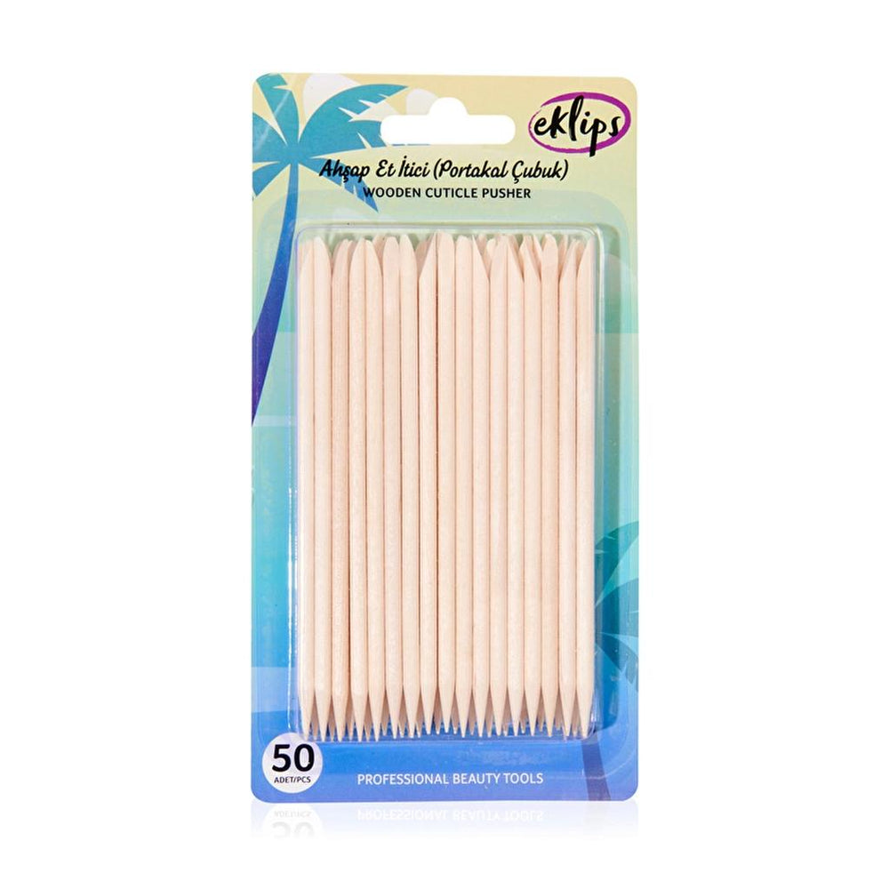 Eklips Wooden Cuticle Pusher Set for Nails 50 pcs