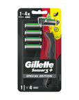 Gillette Sensor 3 Plus Black Razor & 4 Refill Cartridges