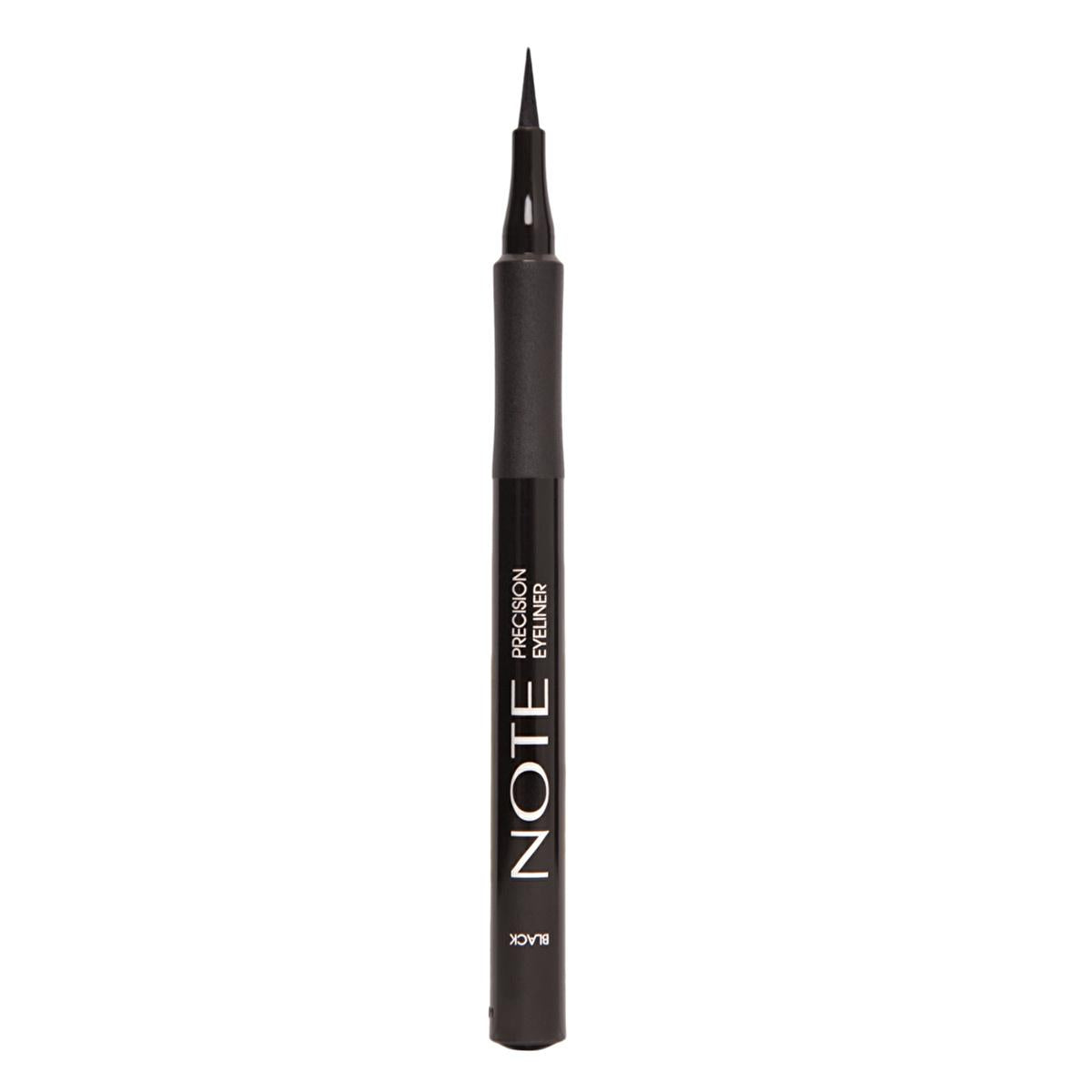 note precision black eyeliner product image, note black eyeliner close up Note Precision Black Eyeliner - Easy Application for Sensitive Eyes | 0.034 fl. oz. Note Black Eyeliner | Precision Application for Sensitive Skin note, black-eyeliner, precision-eyeliner, sensitive-skin, easy-application, liquid-pencil, cruelty-free, paraben-free, quick-dry, ai-generated