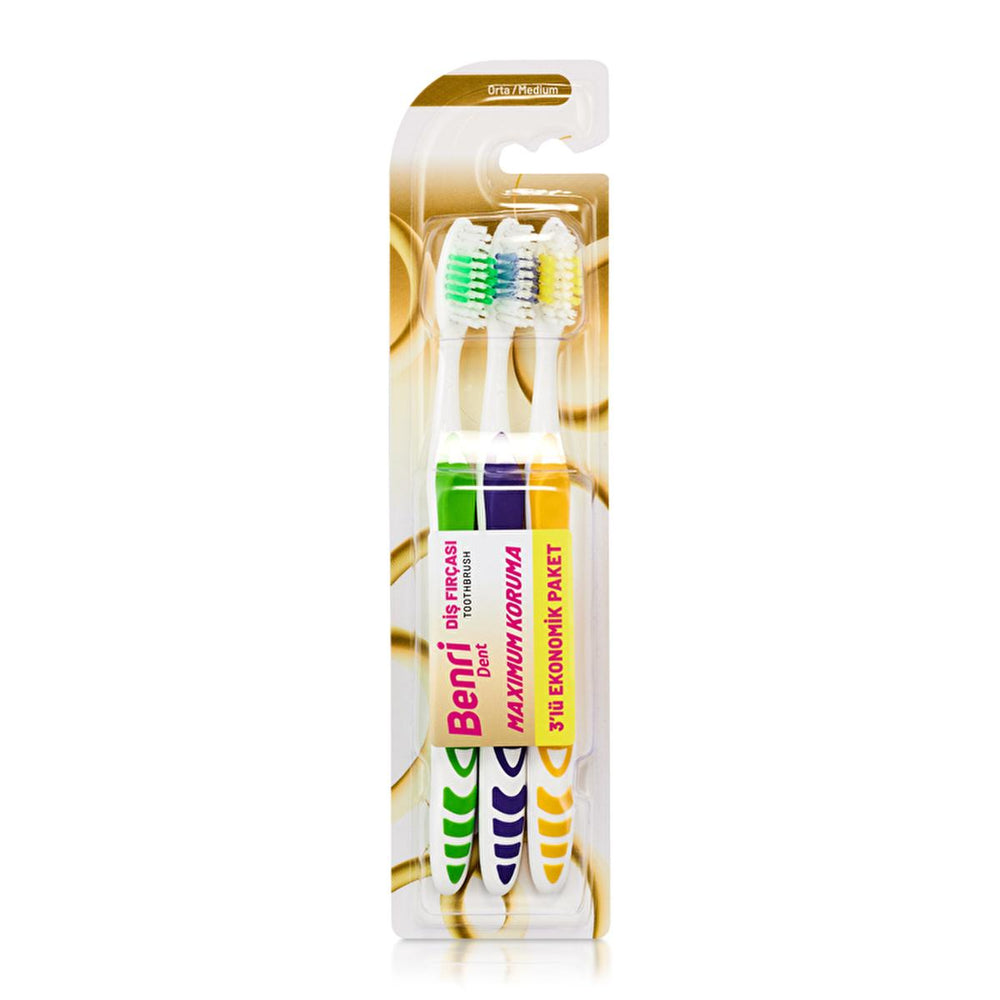 Benri Dent Family Toothbrush Set - 3 Pack, Soft Bristle, ISO Compliant Toothbrushes for Gentle Cleaning - Makeup Brush