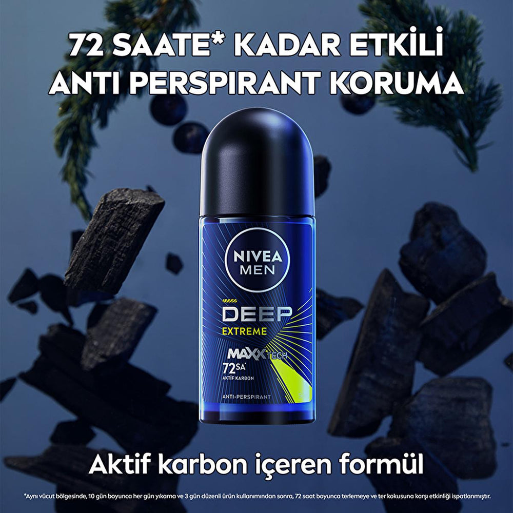 Nivea Men Deep Extreme Roll-on Deodorant for Active Men - Long Lasting Anti-Perspirant Protection, 72 Hours Sweat - view 4