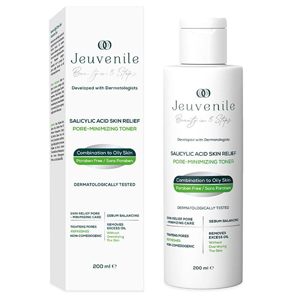 Jeuvenile Karma Toner for Oily Skin & Blackhead Removal - 200ml Pore Tightening, Salicylic Acid, Witch Hazel - Makeup Primer