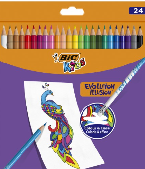 BIC KIDS EVOLUTION SILINEBILIR KURU BOYA KALEMI KUTU 24 RENK