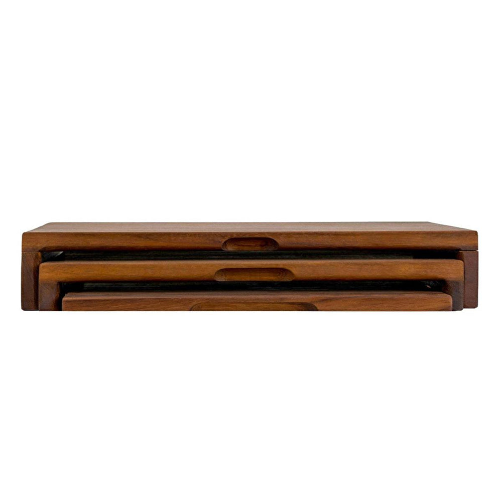 Lava Cast Iroko Wooden Serving Board Set - Durable Rectangular Cutting Board for Meat and Food Serving, 9.84 x - view 2